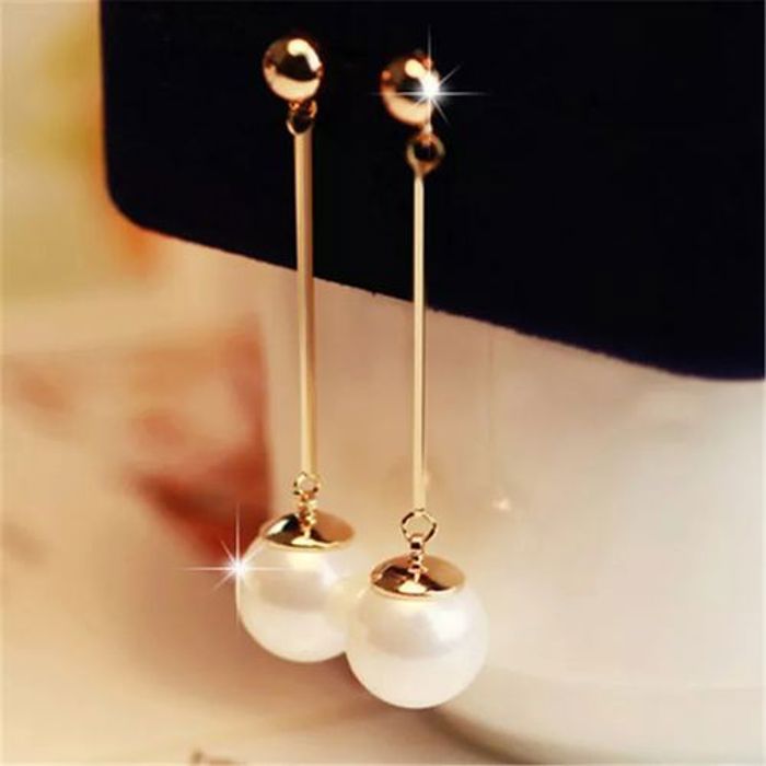 Boucles d'oreilles - GENERIC - Longues Gland en Perle - Couleur Or - Taille 6.2*1.2cm - 1 paire