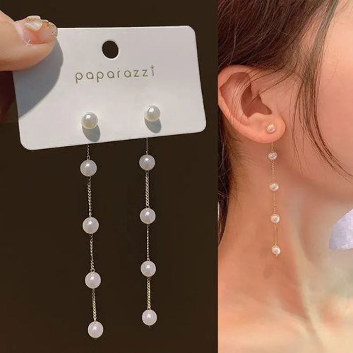 Boucles d'oreilles - GENERIC - Longues à pampilles - Perles - Cristal - Mode luxueuse