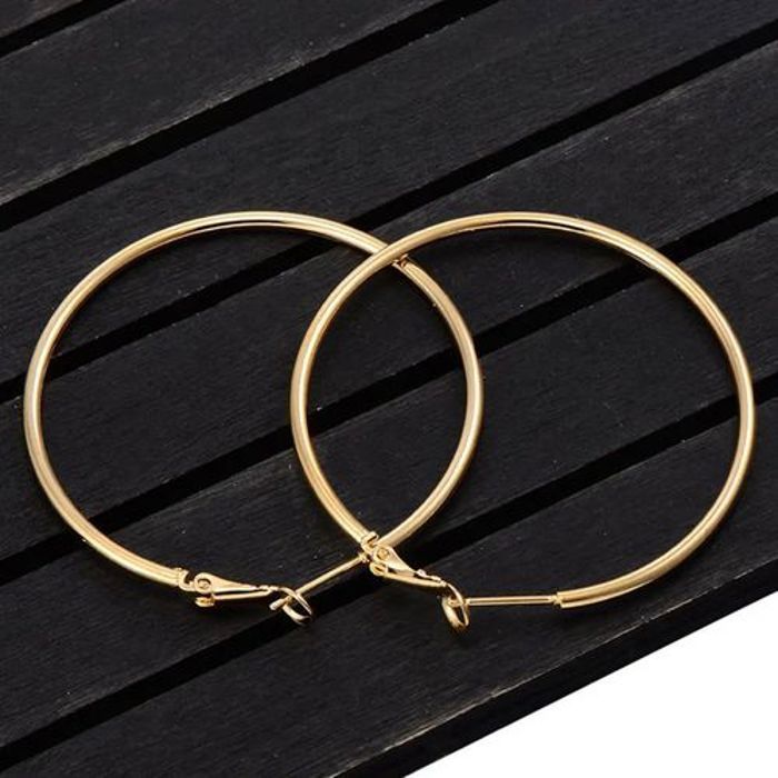 boucles d'oreilles créoles grand cercle lisse ronde doré pour femmes