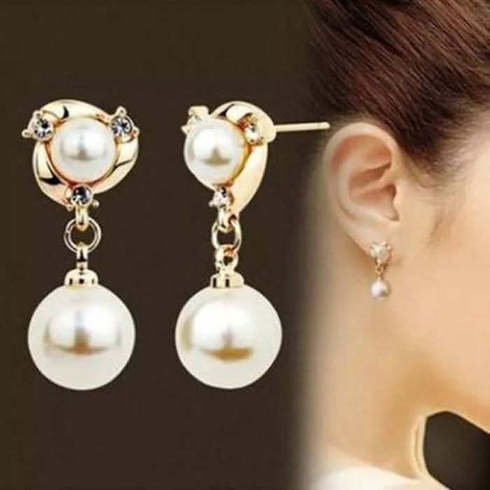 Boucles D'oreilles style coréenne en Perle pour Femmes élégante cadeau, mariage