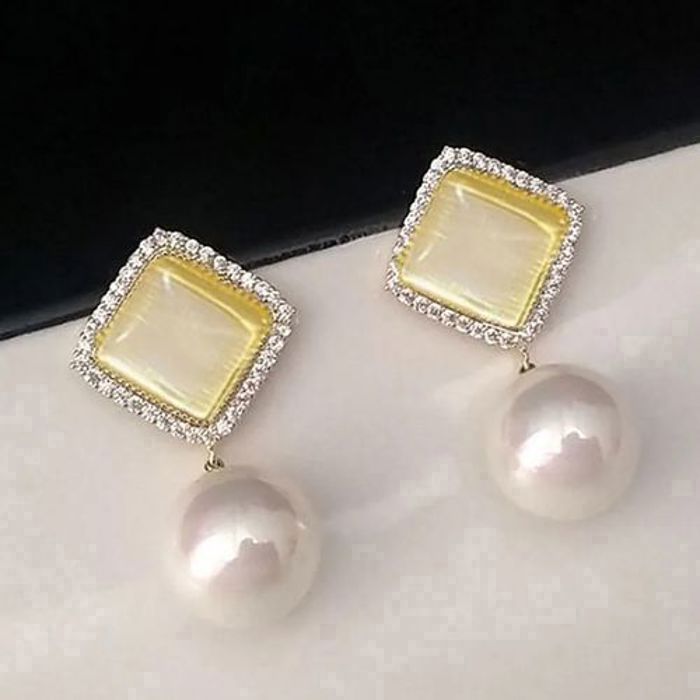 Boucles d'oreilles - MARQUE - Géométriques - Cristal - Perles irrégulières - Argent