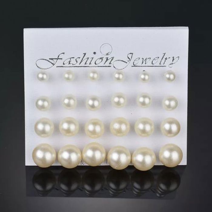 12 paires de Boucles d'oreille en perles simulés Pour Femmes