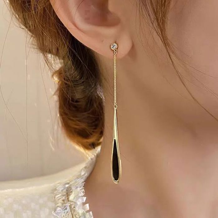 Boucles d'oreilles pendantes à pampilles noires Bijoux de luxe pour Femmes