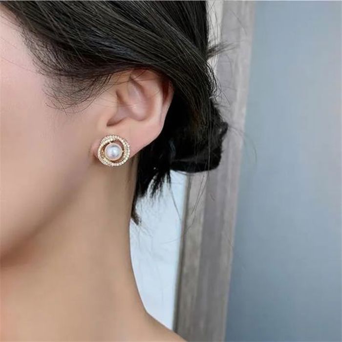 Boucles d'oreilles - GENERIC - Rondes dorées - Zirconium - Creuses - Luxe pour femmes