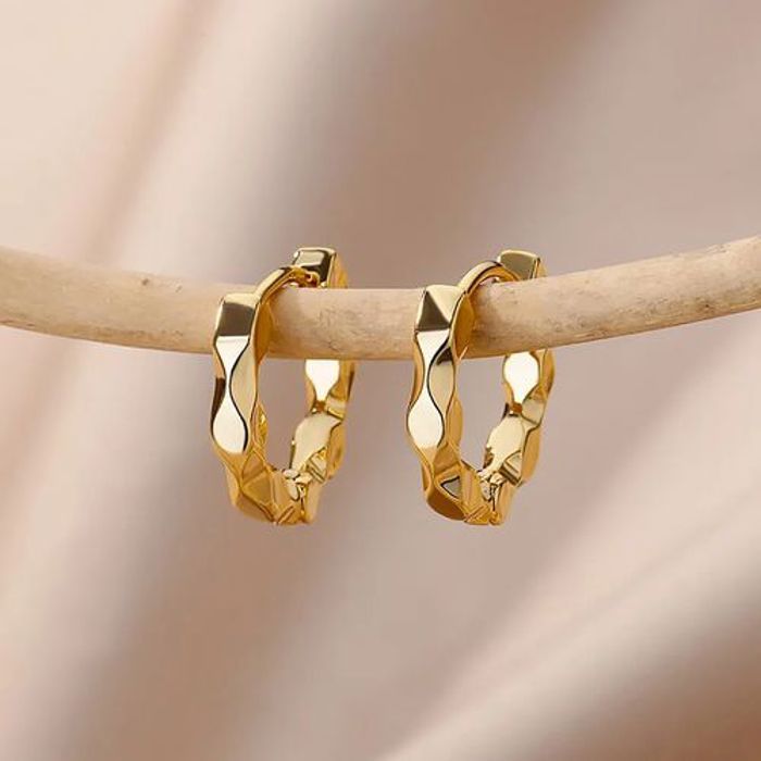 Boucles d'oreilles rondes élégantes, créole de Luxe en Acier Inoxydable pour femmes