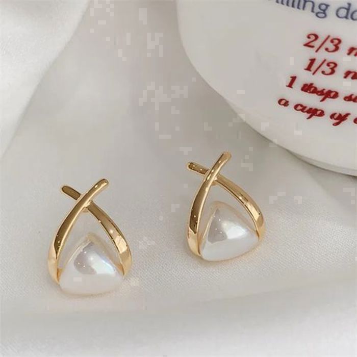 Boucles d'oreilles - Élégance - Rondes - Dorées - Perle - Femme