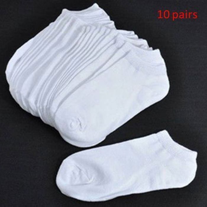 12 Paires Des Chaussettes Blanc Pour Hommes et Femmes 100 % Coton