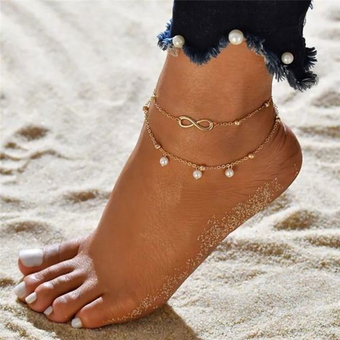 Bracelet de cheville dorée d'été bijoux pied nus tendance accessoire de plage