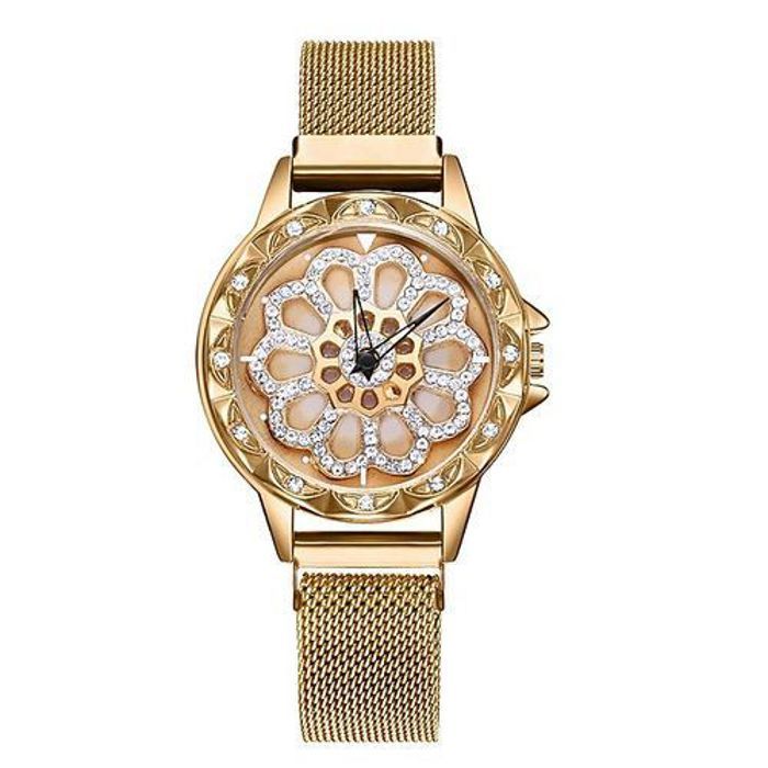 Fashion Montres rotation de 360 degrés de cadran de fleur de boucle magnétique