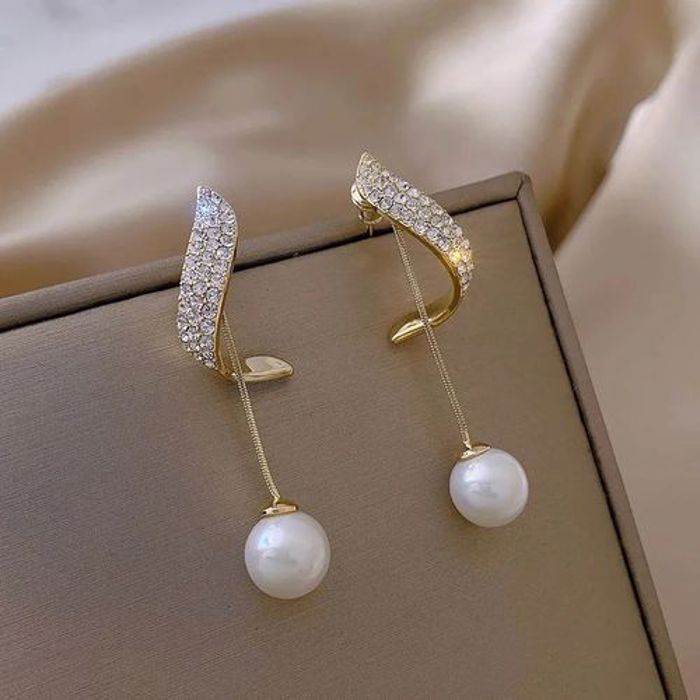 Boucles d'oreilles pendantes - GENERIC - Mode européenne - Perles - Cristal - Bijoux de princesse