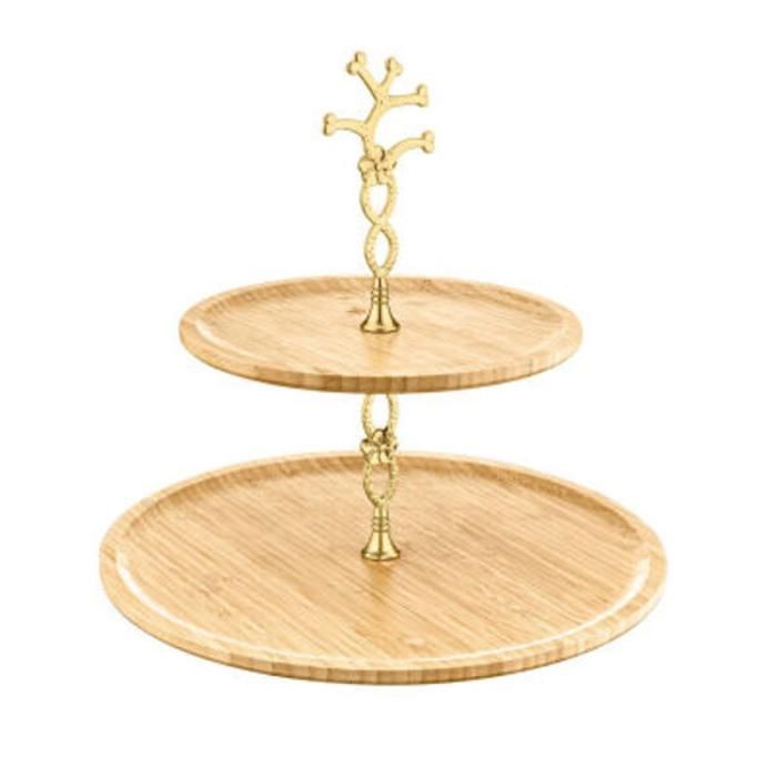 Présentoir rond 2 étages - support rotatif - palette d’exposition compact, polyvalent - 24,9 x 24,9 x 25,9 cm
