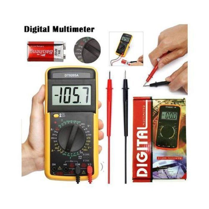 Multimètre électronique numérique - GENERIC - DT9205A - 600V - 20A - LCD 3 1/2 chiffres