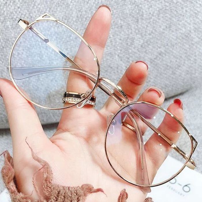 Lunettes rondes Anti-lumière bleue pour femmes,Tendance œil de chat pour ordinateur
