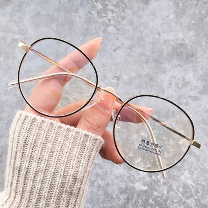 Lunettes Noir/GOLD rondes Anti-lumière bleue pour femmes luxe by For Ladys