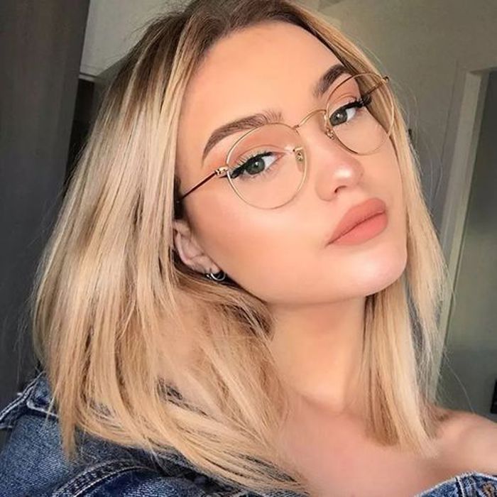 Lunettes rondes Anti-lumière bleue pour femmes, œil de chat pour ordinateur Doré