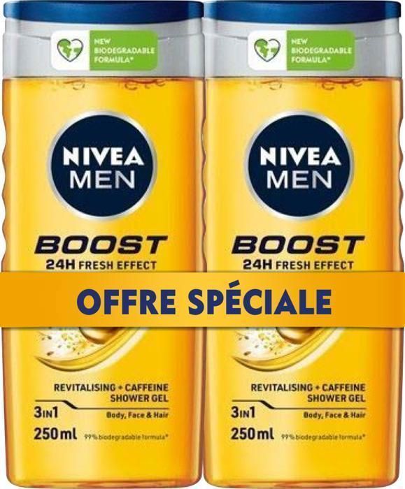 NIVEA Gel douche Boost - 2X250ml