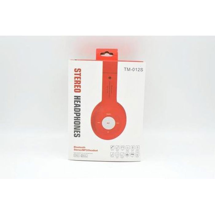 Casque Bluetooth Sans  avec Micro radio FM et lecteur de carte TF,  (TM-012S)- Rouge