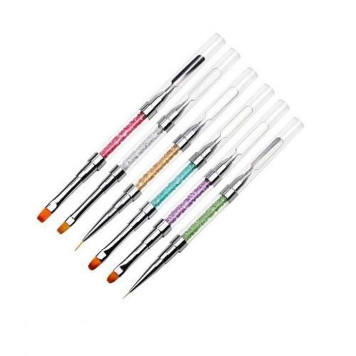 Pinceaux spatule pour les ongles, brosses en acrylique, gel UV, nail art, 6 pcs,