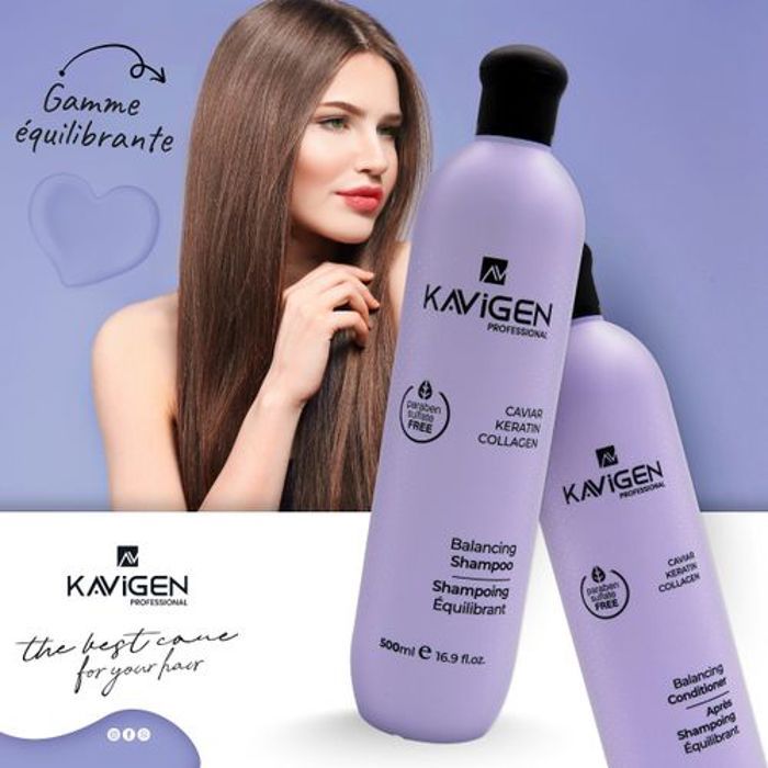 Kavigen Shampoing et Après Shampoing Equilibrant Professionnel Sans Sulfate 500ml