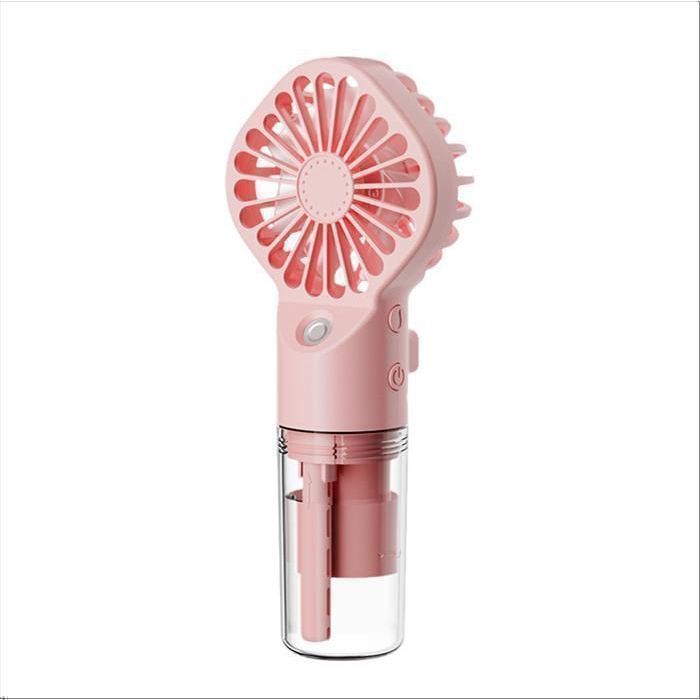 Ventilateur Mini Portable - Rose - 3 Vitesses - Rechargeable USB - Brumisation légère