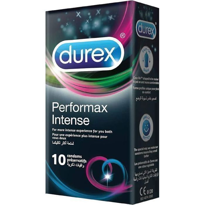 Durex Performax Intense – 10 Préservatifs à effets stimulants et retardants