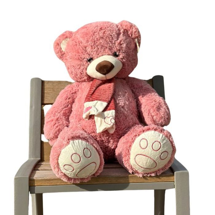 Nounours Ours en Peluche Rose 90 cm - Doux et Grand Compagnon Câlin