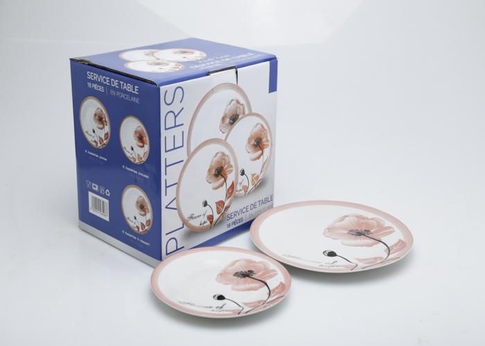 Service Dîner PORC 18PCS BLANC DECOREE - DS-18-P3