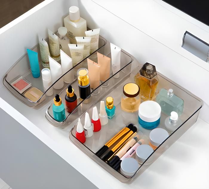 Organisateur et Rangement Frigo Transparent, Lot de 4 Organisateurs Sans BPA pour Réfrigérateur, Cuisine, Chambre, Toilette