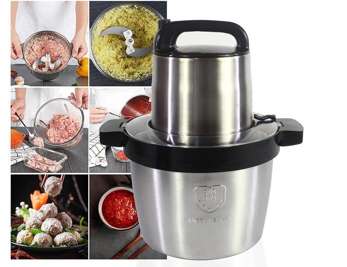 Hachoir Électrique Professionnel en Inox 2000W Bol en Inox 8 Litres