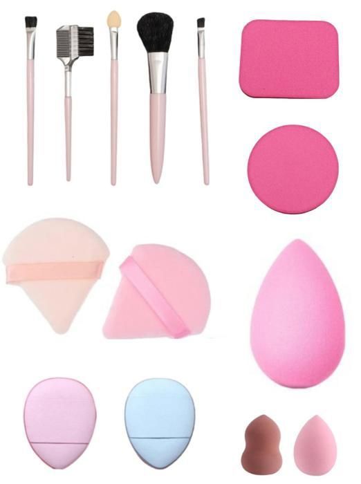 Pinceaux de maquillage,Pack Houpettes et Blenders de maquillage.Couleurs aléatoires.