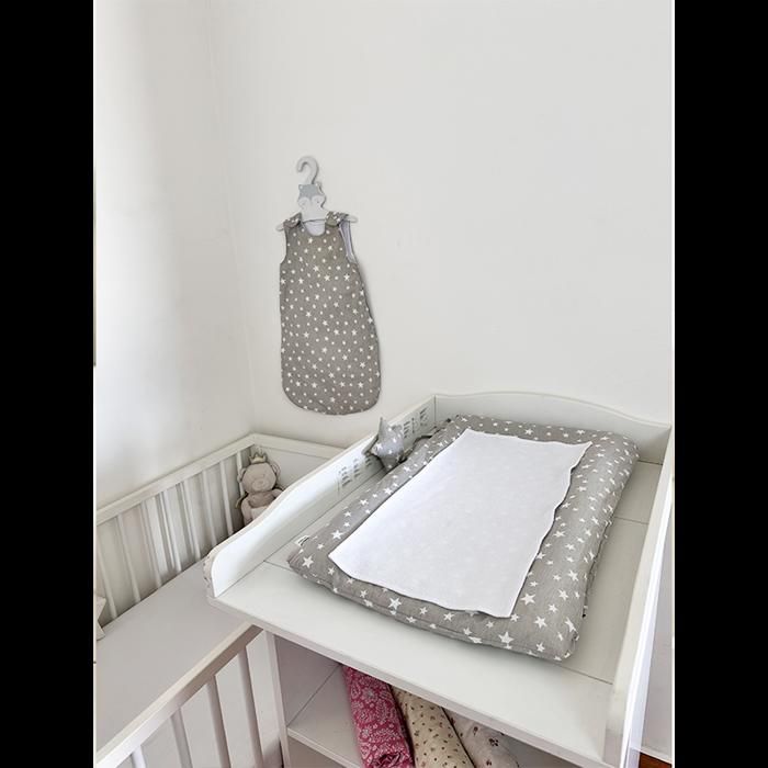matelas à langer beige étoiles blanc