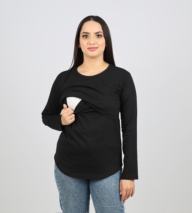 Pull d'allaitement  manches longues noir M