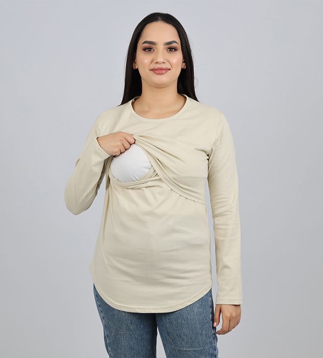 Pull d'allaitement  manches longues beige M