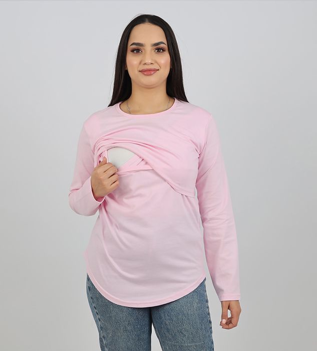 Pull d'allaitement  manches longues rose XL