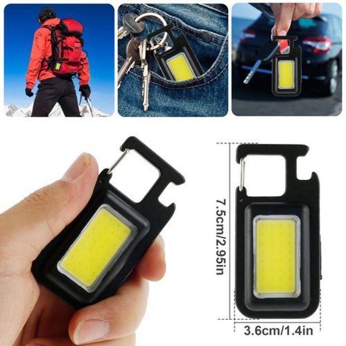 Petit Lampe de Travail Portable Poche LED Porte-Clés Charge par USB