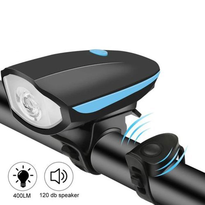 Lampe LED Vélo Avec Mini klaxon Haut-Parleur 1200mAh USB Charge