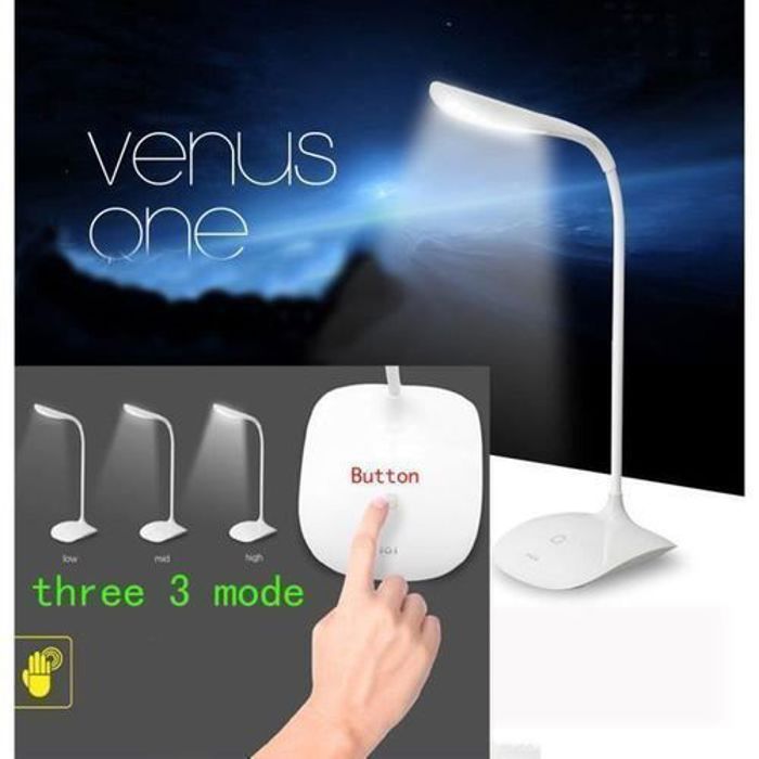 Lampe de Bureau LED Blanc Commande tactile Gradation à 3 niveaux Réglable Rechargeable