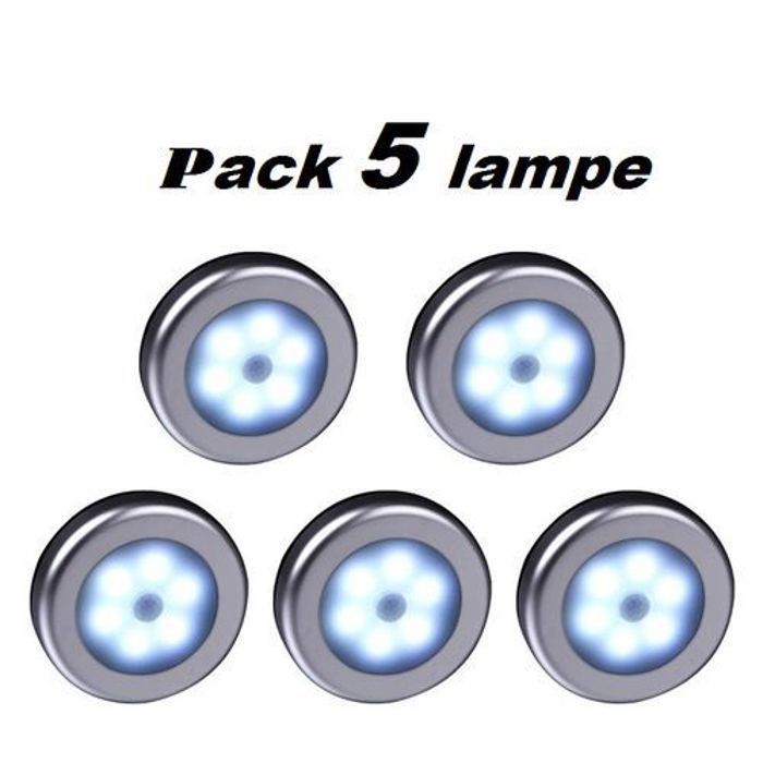 Lampe LED - Sans Fil - Détecteur de Mouvement - 6 LED - Installation Facile - Intérieur