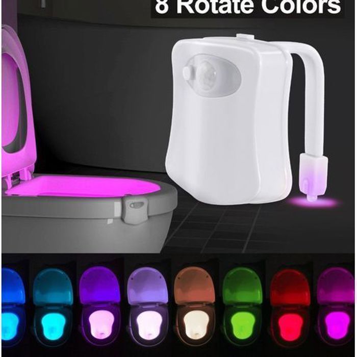 lumière Veilleuse pour toilettes Rétro-éclairé 8 couleurs LED Avec détecteur de mouvement