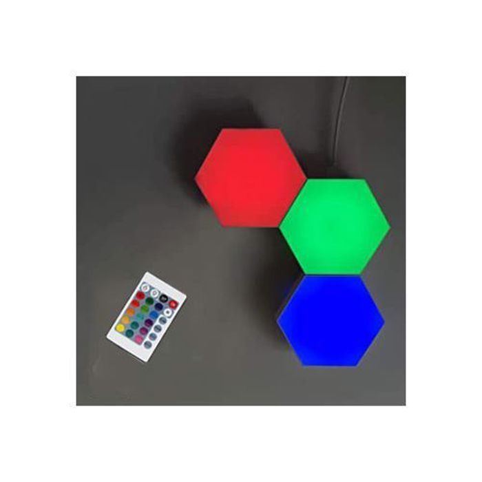 Veilleuse LED - Non spécifié - 3 lampes hexagone - Couleur changeante - Télécommande - 3W