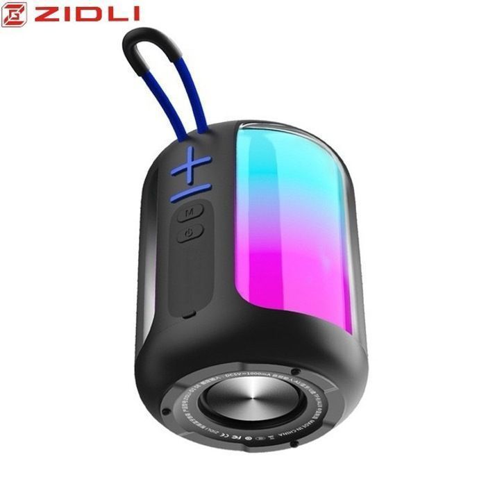 ZIDLI Haut-parleur sans fil portable avec Bluetooth 5.1 Tws  LED RGB de secours Radio FM Aux USB carte SD Fonction d'appel