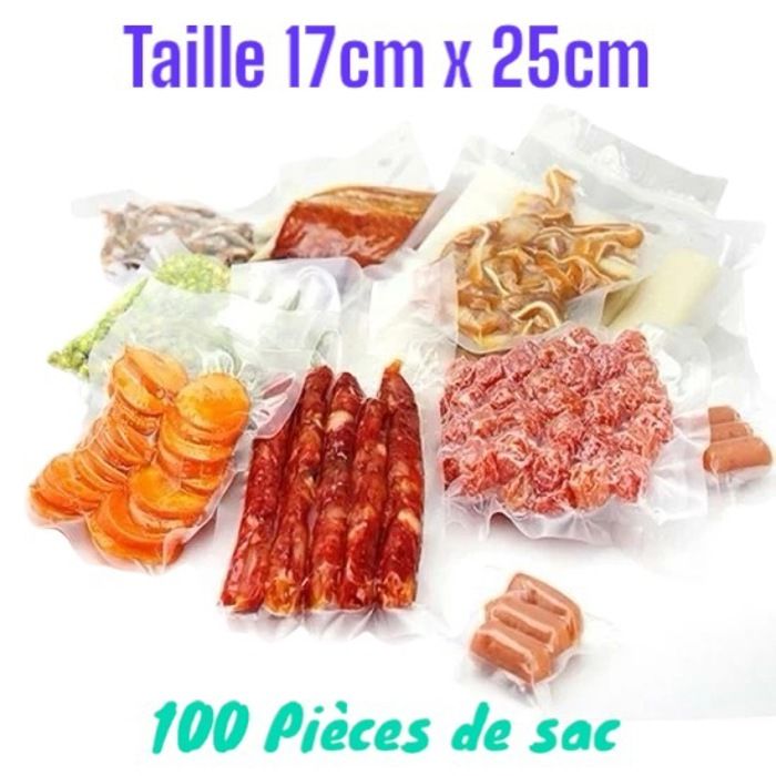 Sac Sous Vide Alimentaire 100 Sachets 17 x 25 cm pour Machine sous vide alimentaire - Sacs à Faire le Vide d'air Gaufrés