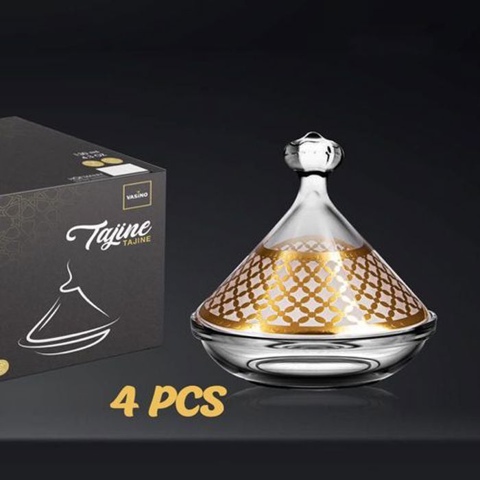 PACK 4 Petits plats à tajine ronds en verre traditionnels et polyvalents / 01