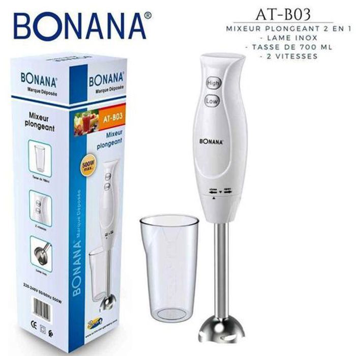 bonana Mixeur Plongeant Inox 500W
