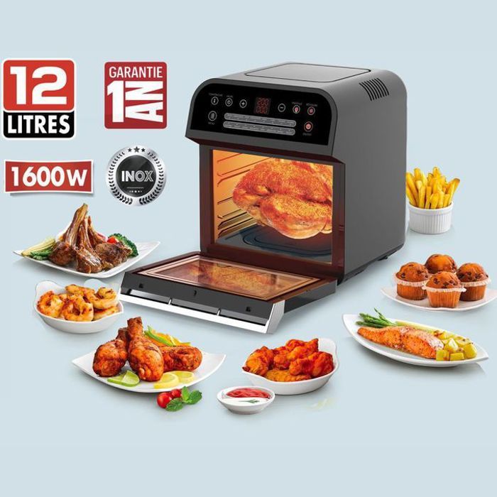 Deutschmann Four à Air Chaud et Friteuse Sans Huile 12L - 16 Programmes