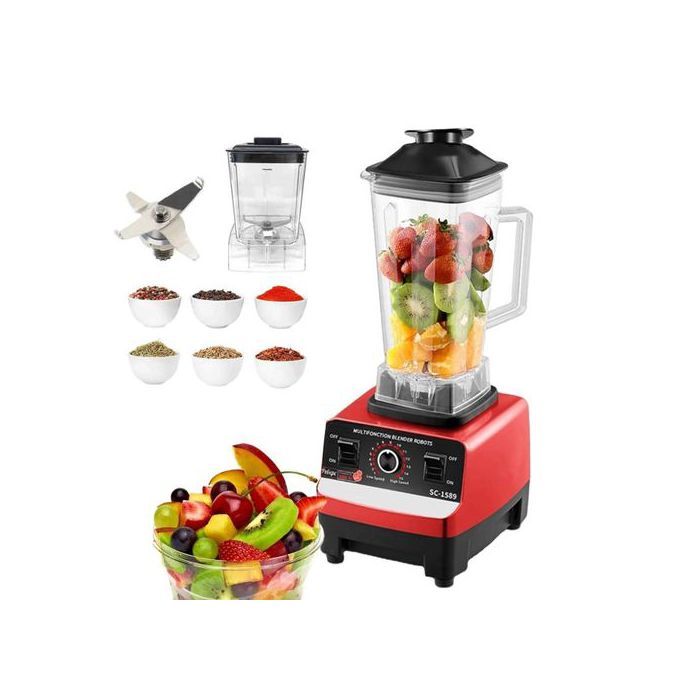 Blender Multifonction - Haute Vitesse - 2.5L - 5000W - Rouge - Lames en acier inoxydable