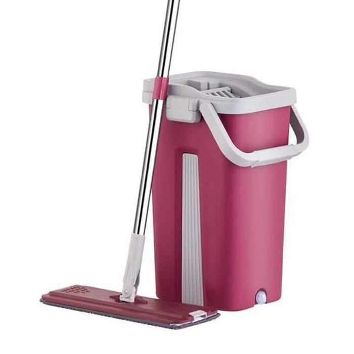 Serpillière magique pour sol avec Seau, essorage automatique Sec/Humide + 5 Tampons