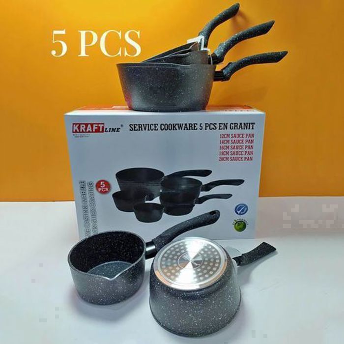Casseroles - Kraft line - 5 Pièces - Pierre Granite - Anti-adhésif - Tous feux sauf induction