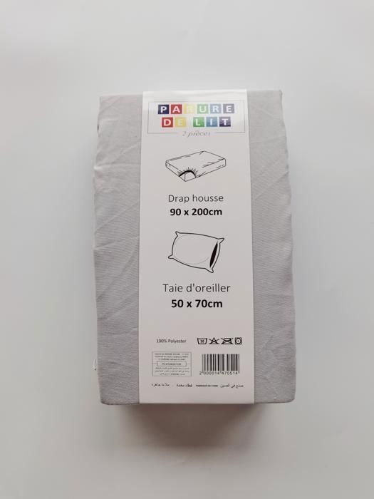 DRAP HOUSSE + TAIE D'OREILLER MICOFIBRE 90X200G