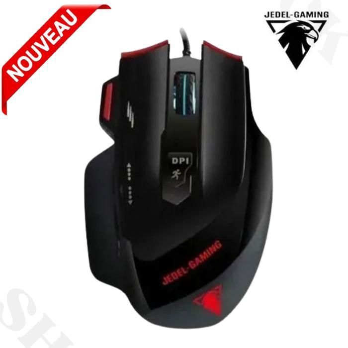 Jedel - Souris de jeu filaire rétroéclairée DPI 800-2400 USB - 7 boutons +Tapis Noir